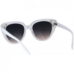 Cat Eye Womens Large Rhinestone Trim Sparkling Plastic Cat Eye Sunglasses - White Clear - CU18H8KRGT8 $10.90