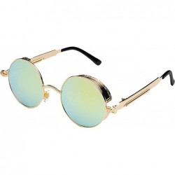 Round Women's Lightweight Oversized Pilot Round Frame Sunglasses Vintage Mirrored Polarized Lens Shades - A - C918U8ARZYZ $22.53