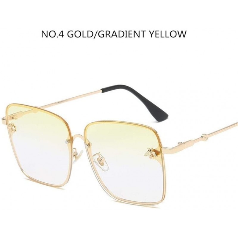 Oversized Sunglasses Women Men Retro Metal Frame Oversized Sun Glasses Female (Color Yellow) - Yellow - CG199EHQXAX $17.61