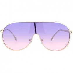 Shield Metal Rim Shield Racer Oversize Retro Fashion Sunglasses - Gold Purple Pink Gradient - CT18NU4Z5UR $11.11