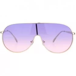 Shield Metal Rim Shield Racer Oversize Retro Fashion Sunglasses - Gold Purple Pink Gradient - CT18NU4Z5UR $11.11