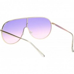 Shield Metal Rim Shield Racer Oversize Retro Fashion Sunglasses - Gold Purple Pink Gradient - CT18NU4Z5UR $11.11