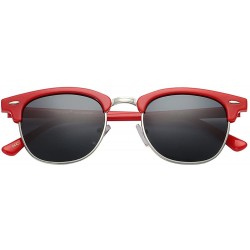 Rimless Unisex Retro Classic Stylish Malcom Half Frame Polarized Sunglasses - Scarlet Red - Smoke - C0187U7IS7O $11.61