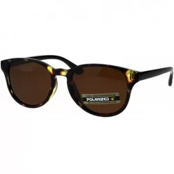 Round Womens Polarized Lens Sunglasses Classic Round Horn Rim Fashion - Light Tortoise (Brown) - CO18NETHMLL $23.33