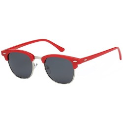 Rimless Unisex Retro Classic Stylish Malcom Half Frame Polarized Sunglasses - Scarlet Red - Smoke - C0187U7IS7O $11.61
