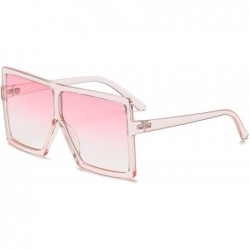 Oversized Classic Women Square Oversized Sunglasses for Men Flat Top Fashion Shades - Clear Pink Frame- Pink Lens - C318SSSM0...