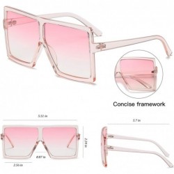 Oversized Classic Women Square Oversized Sunglasses for Men Flat Top Fashion Shades - Clear Pink Frame- Pink Lens - C318SSSM0...