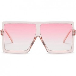 Oversized Classic Women Square Oversized Sunglasses for Men Flat Top Fashion Shades - Clear Pink Frame- Pink Lens - C318SSSM0...