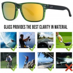 Square italy made classic sunglasses corning real glass lens w. polarized option - Striped Green/Yellow Mirrored - CY12ODXU1B...