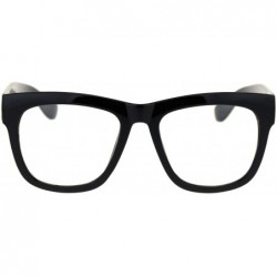 Rectangular Mens Hipster Dorky Thick Horn Rim Rectangular Eye Glasses - CJ18S98GNCT $18.68
