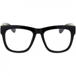 Rectangular Mens Hipster Dorky Thick Horn Rim Rectangular Eye Glasses - CJ18S98GNCT $7.28