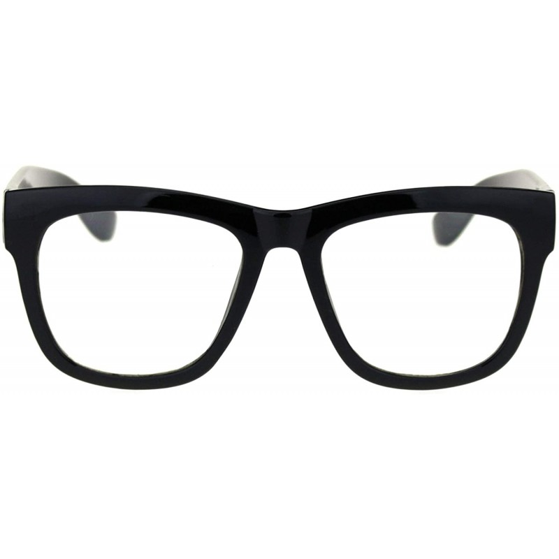 Rectangular Mens Hipster Dorky Thick Horn Rim Rectangular Eye Glasses - CJ18S98GNCT $7.28