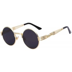 Round Retro Steampunk Style Round Vintage Sunglasses Colored Metal Frame Men Women - C 1-gold-black-mirror - CY18HG673O8 $10.22