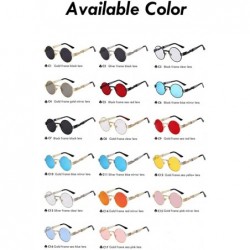 Round Retro Steampunk Style Round Vintage Sunglasses Colored Metal Frame Men Women - C 1-gold-black-mirror - CY18HG673O8 $10.22
