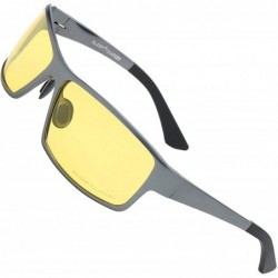 Rectangular Polarized Aircraft Aluminum Metal Rectangular Sport Sunglasses For Men - C318HWRAHNZ $52.23