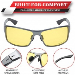 Rectangular Polarized Aircraft Aluminum Metal Rectangular Sport Sunglasses For Men - C318HWRAHNZ $28.18