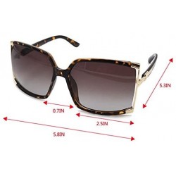 Oversized Women's Oversized Sunglasses New Fashion Square Frame Sunnies Eyewear Metal Sunglasses - Tortoise Shell - C311YERRV...