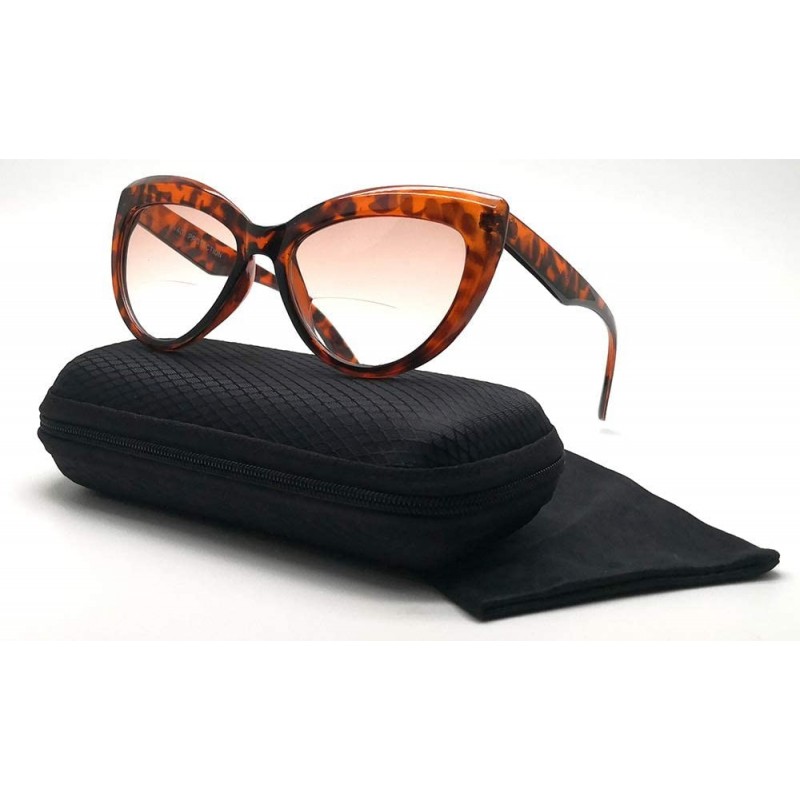 Wrap Fashion Designer Stylish Cat's Eye Black Tortoise Vintage Bifocal Two Focal Reading Glasses for Women +3.00 - CB18YUH926...