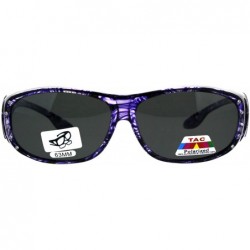 Rectangular Polarized Womens Rhinestone Bling Fit Over Floral Print 63mm Sunglasses - Purple - CR18D4L58AK $16.65