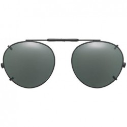 Round Visionaries Polarized Clip on Sunglasses - Round - Black Frame - 47 x 42 Eye - CP12N1ZQL3W $41.31