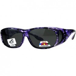 Rectangular Polarized Womens Rhinestone Bling Fit Over Floral Print 63mm Sunglasses - Purple - CR18D4L58AK $16.65