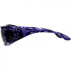 Rectangular Polarized Womens Rhinestone Bling Fit Over Floral Print 63mm Sunglasses - Purple - CR18D4L58AK $16.65