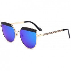 Oval Alloy Sunglasses Men Vintage Classic Sun Glasses Metal Mirror Sunglasses - Gold Green - CP18S9TEXIT $22.13