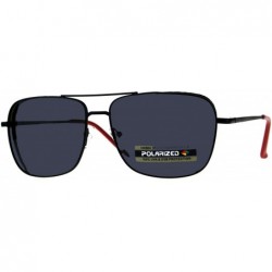 Square Polarized Lens Sunglasses Unisex Square Metal Frame Spring Hinge - Black (Black) - C718DR8IAQN $9.54