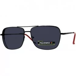 Square Polarized Lens Sunglasses Unisex Square Metal Frame Spring Hinge - Black (Black) - C718DR8IAQN $22.47