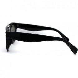 Round Retro Vintage Style Round Thick Horn Metal Bridge Sunglasses - Black Silver Blue Mirror - CA197NHIOGA $7.99