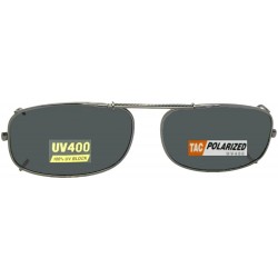 Rectangular Skinny Curve Rectangle Polarized Clip on Sunglass - Pewter-polarized Gray Lens - CL1802YO52L $30.78