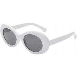 Goggle Women Retro Vintage Fashion Oval Round Clout Goggles Sunglasses - White - C518I0L9MI8 $18.54