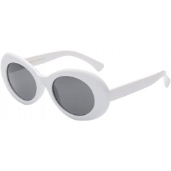 Goggle Women Retro Vintage Fashion Oval Round Clout Goggles Sunglasses - White - C518I0L9MI8 $12.03