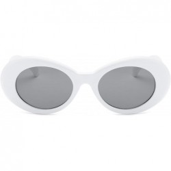 Goggle Women Retro Vintage Fashion Oval Round Clout Goggles Sunglasses - White - C518I0L9MI8 $12.03