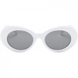Goggle Women Retro Vintage Fashion Oval Round Clout Goggles Sunglasses - White - C518I0L9MI8 $12.03