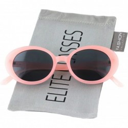 Oval NIRVANA Kurt Cobain Oval Bold Vintage Sunglasses For Women Men Clout Goggle Sunglasses - Thin Pink Frame - CI186UIIA6I $...