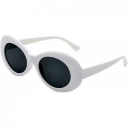 Goggle Oval Round Retro Sunglasses Color Tint or Smoke Lenses - 1 White- Smoke - CI1850EQ6NC $6.88