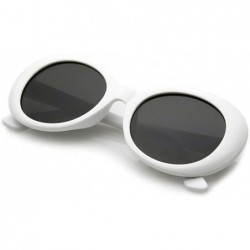 Goggle Oval Round Retro Sunglasses Color Tint or Smoke Lenses - 1 White- Smoke - CI1850EQ6NC $6.88
