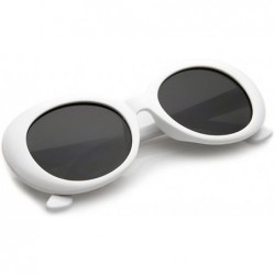 Goggle Oval Round Retro Sunglasses Color Tint or Smoke Lenses - 1 White- Smoke - CI1850EQ6NC $6.88