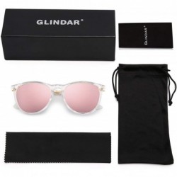 Round Retro Polarized Sunglasses for Men Women Vintage Designer Style Shades - Clear Frame / Polarized Mirror Pink Lens - CS1...