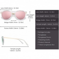 Round Retro Polarized Sunglasses for Men Women Vintage Designer Style Shades - Clear Frame / Polarized Mirror Pink Lens - CS1...