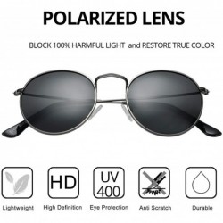 Round Classic Polarized Sunglasses for Women Men Small Round Metal Frame Mirrored Lens Sun Glasses - Gunmetal/Black - CJ18O5N...