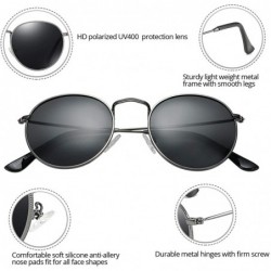 Round Classic Polarized Sunglasses for Women Men Small Round Metal Frame Mirrored Lens Sun Glasses - Gunmetal/Black - CJ18O5N...