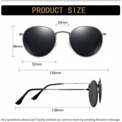Round Classic Polarized Sunglasses for Women Men Small Round Metal Frame Mirrored Lens Sun Glasses - Gunmetal/Black - CJ18O5N...