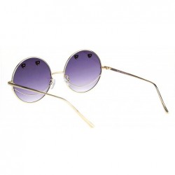 Round Womens Retro Heart Stud Smiley Face Hippie Metal Rim Sunglasses - Gold Purple - C718K75E3KD $9.07