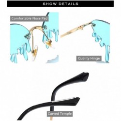 Round Women's Fashion Trend Funny Frameless Sunglasses Retro Unique Tear-eye Shape Steampunk Sunglasses UV400 - Blue-2 - C419...