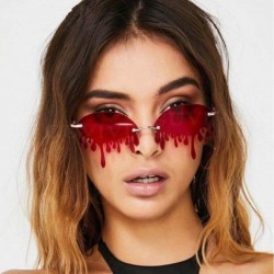 Round Women's Fashion Trend Funny Frameless Sunglasses Retro Unique Tear-eye Shape Steampunk Sunglasses UV400 - Blue-2 - C419...