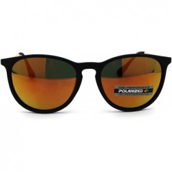 Round Antiglare Polarized Round Keyhole Light Plastic Horn Rim Sunglasses - Matte Black Orange Mirror - CG196EL3URW $26.47