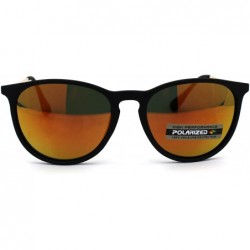 Round Antiglare Polarized Round Keyhole Light Plastic Horn Rim Sunglasses - Matte Black Orange Mirror - CG196EL3URW $14.67