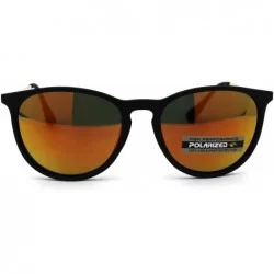 Round Antiglare Polarized Round Keyhole Light Plastic Horn Rim Sunglasses - Matte Black Orange Mirror - CG196EL3URW $14.67